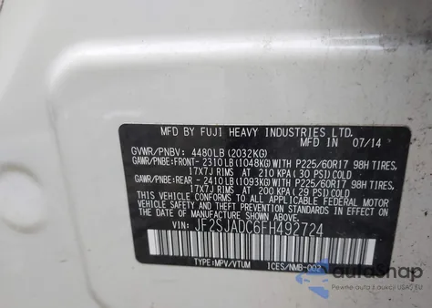 2015 Subaru Forester 2.5I Premium from USA, damaged, VIN JF2SJADC6FH492724